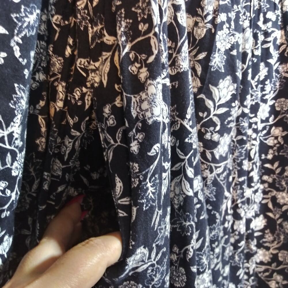 Old Navy Black Floral Long-Sleeve Boho Mini Dress Size L - Picture 11 of 11